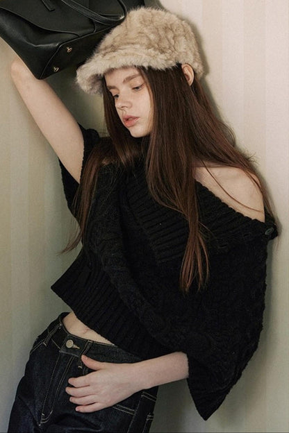 Asymmetrical Merino Wool Cape Sweater