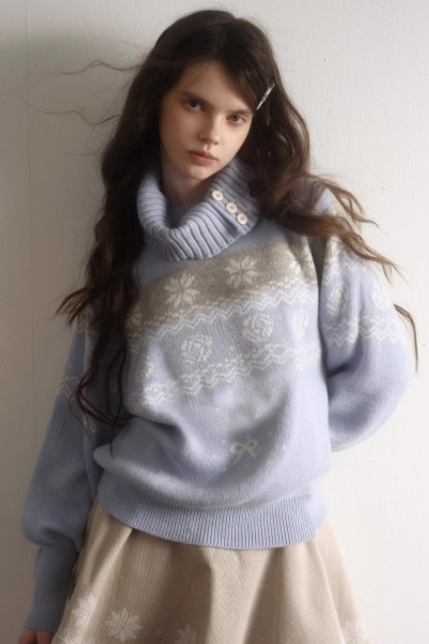 Velvet Cat Patch Wool Sweater Set-Up