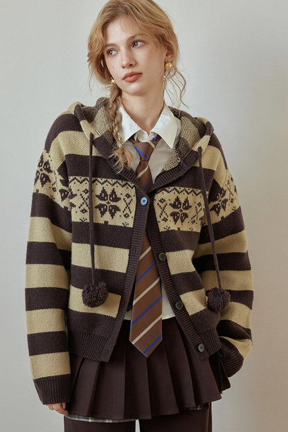 American Retro Fair Isle Wool Cardigan