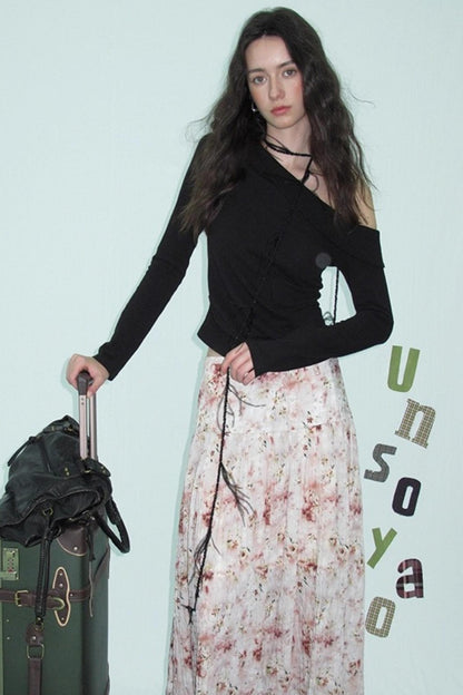 Shrink Silver Print Floral Skirt