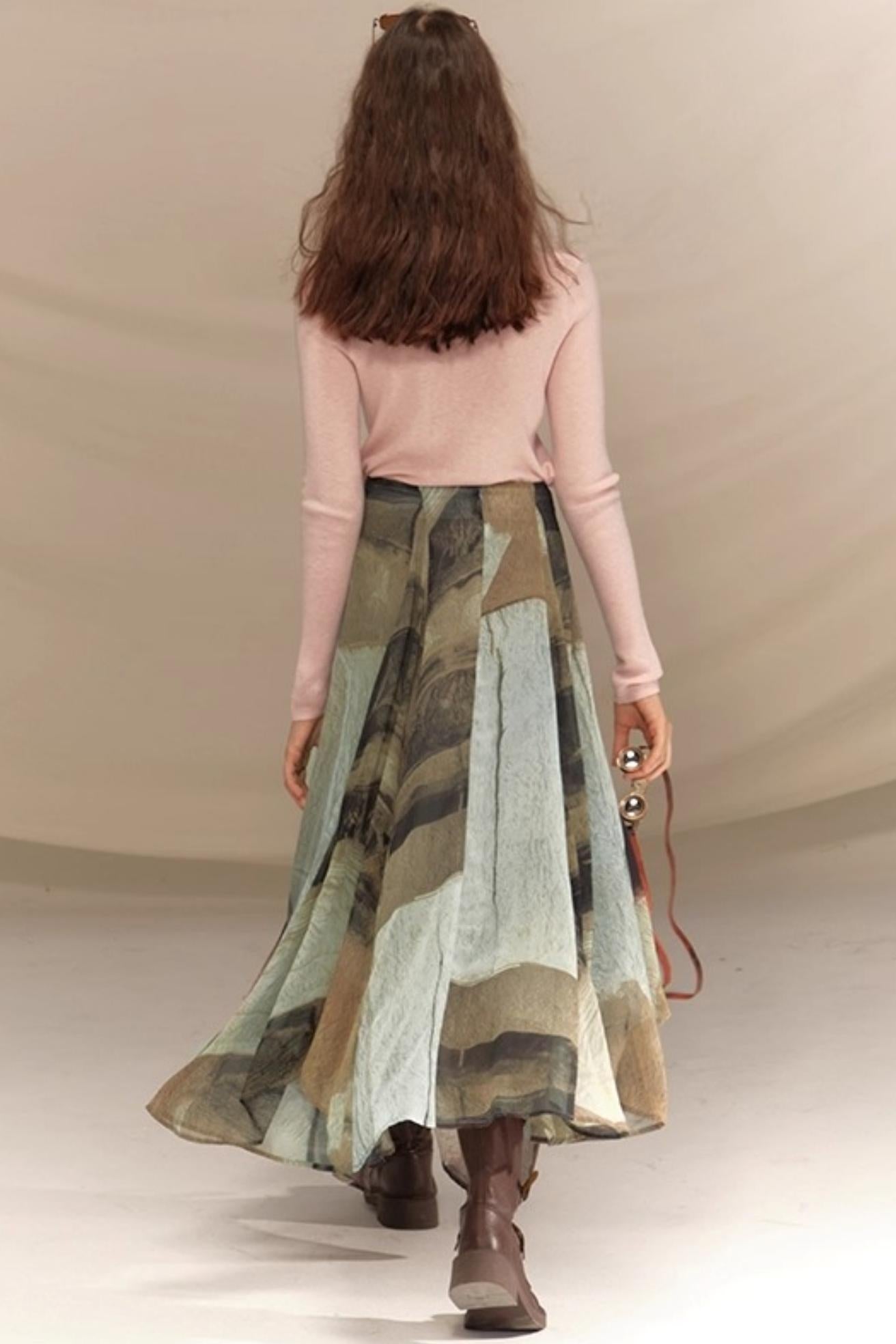 Amber Georgette Patchwork Skirt