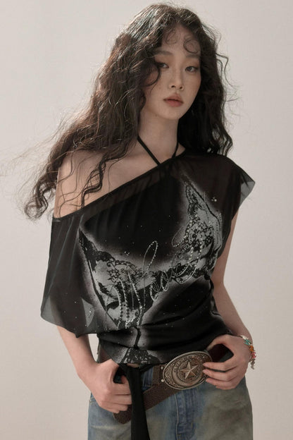 빈티지 스위트 홀터넥 탑