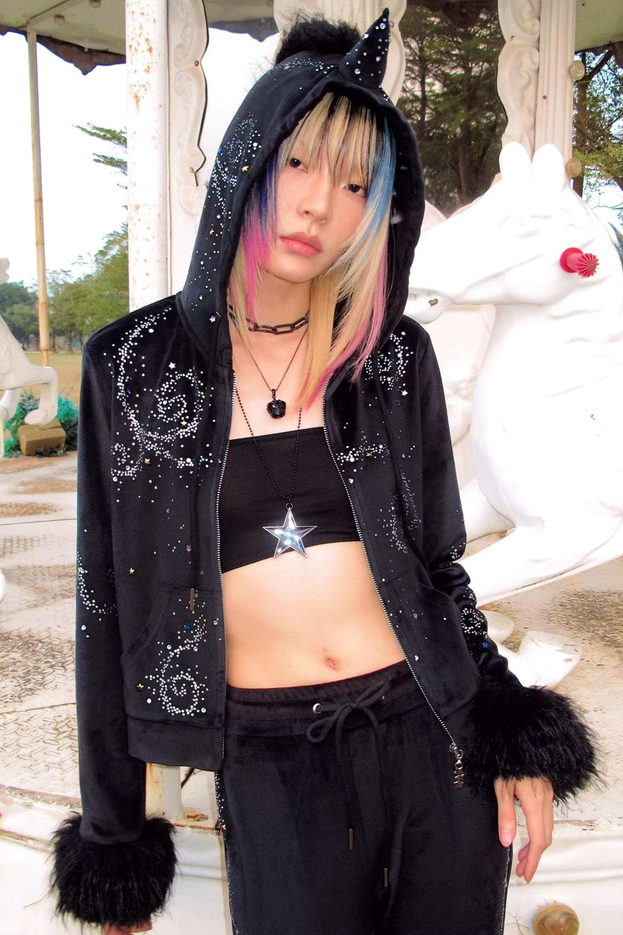 Unicorn Velvet Rhinestone Jacket – BellaModa