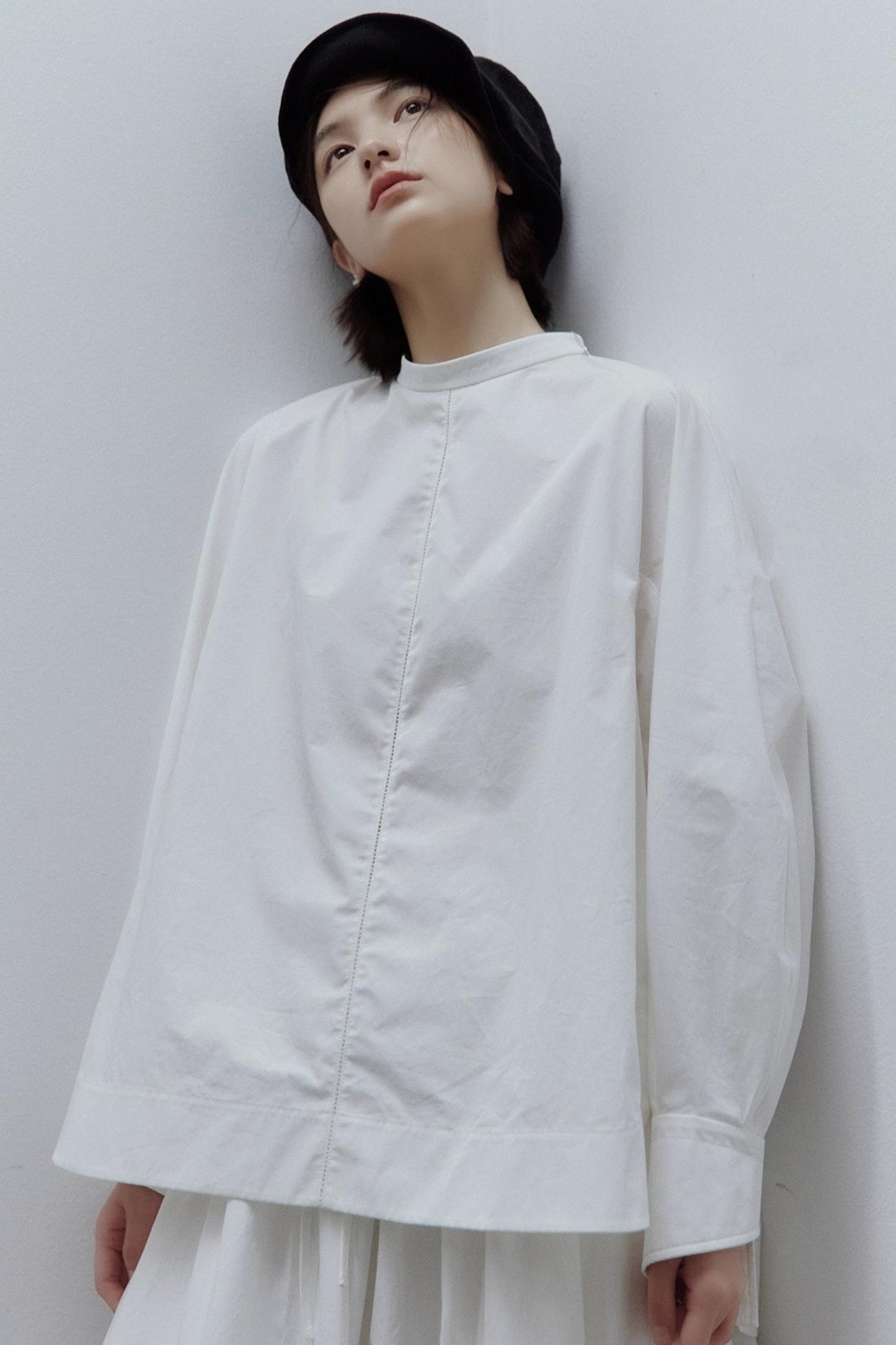 Silhouette Sleeves Cotton Shirt