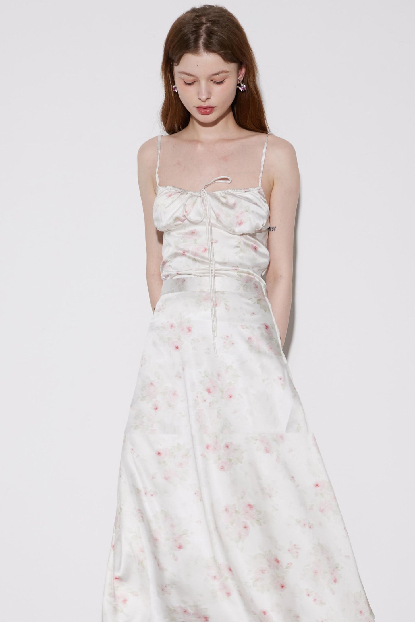 Summer Satin Floral Lingerie Set-Up