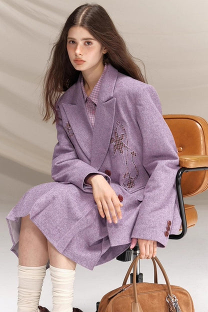 Wool Houndstooth Preppy Suit Skirt Set-Up