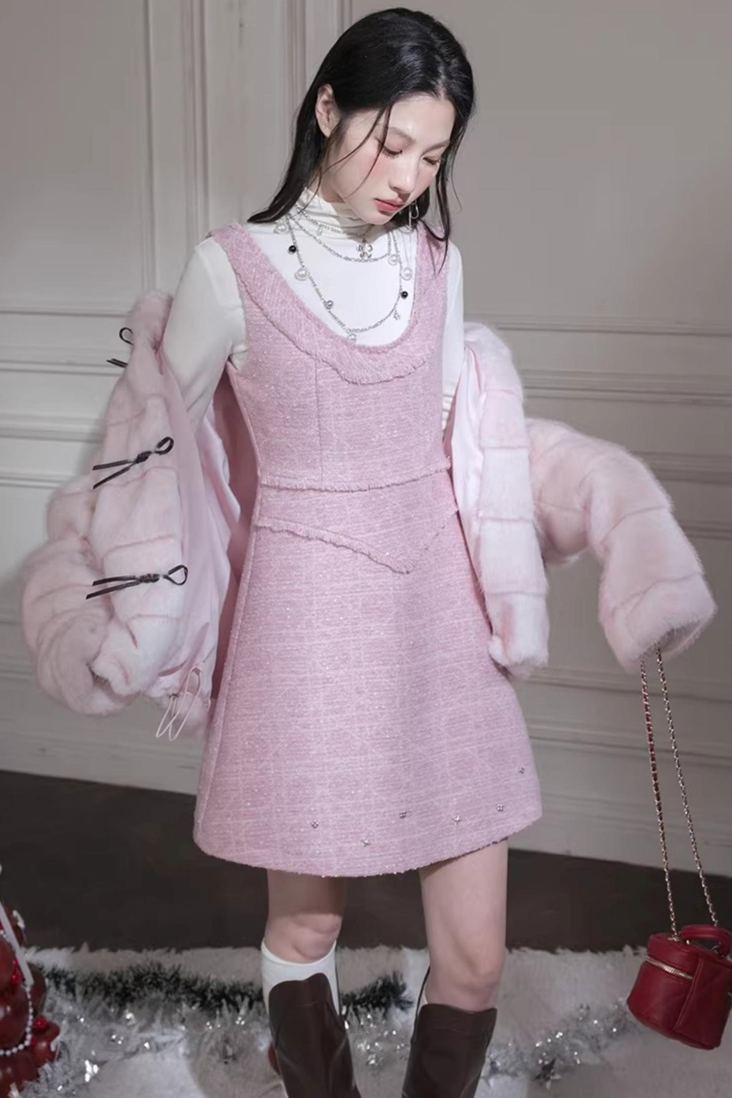 Glitter Tweed Tank Dress