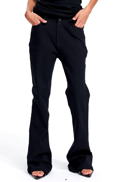 Schwarze, schmal geschnittene Bootcut-Hose