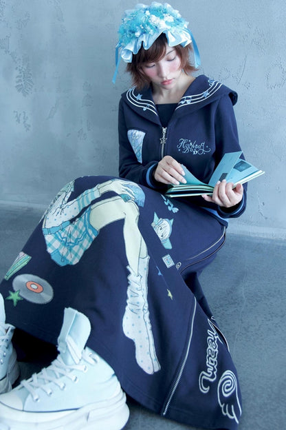 Original Polka Dot Embroidery Sailor Uniform Jacket