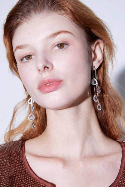 Exquisite Water Drop Zirconia Tassel Earrings