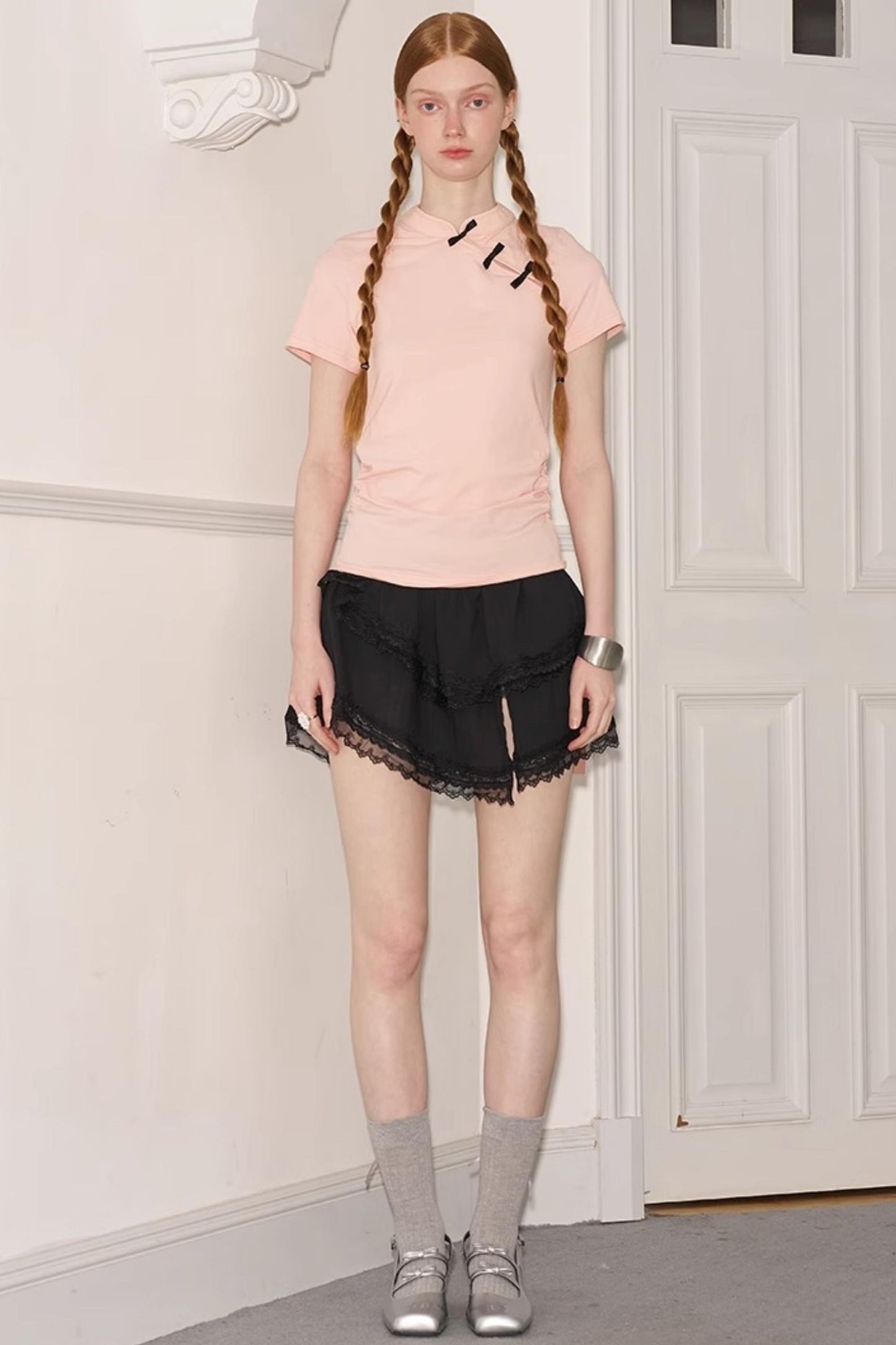 Chinese Chic Bow Short Sleeve Top