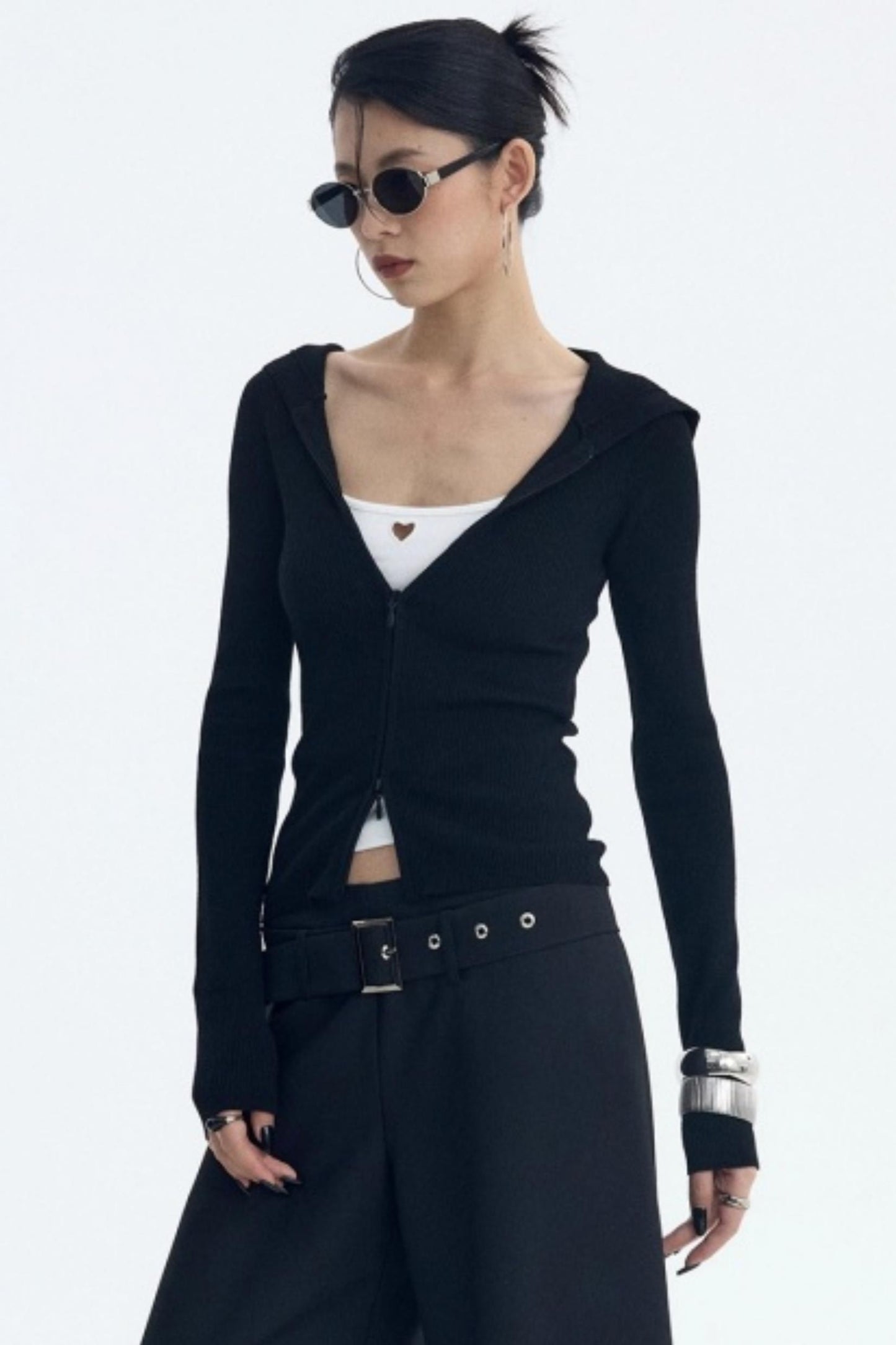 Wool Blend Hooded Cardigan