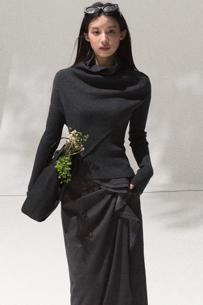 Moonlit Pit Strip Wool Knit Sweater