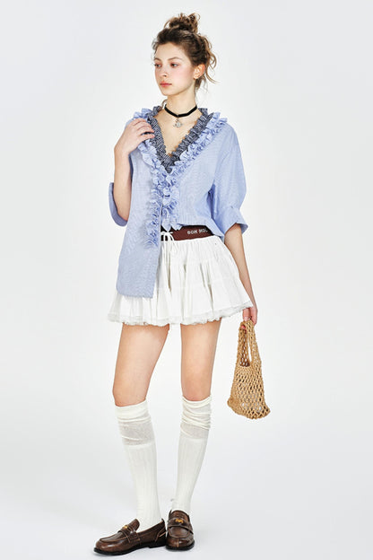 Pleated Mint Cake Skirt