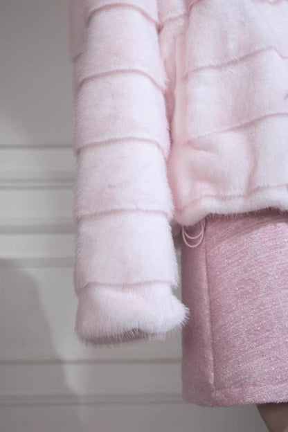 Peach Mousse Fox Fur Jacket