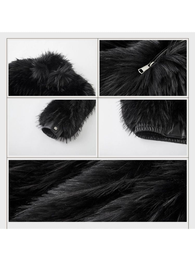 Black Eco Fur Coat