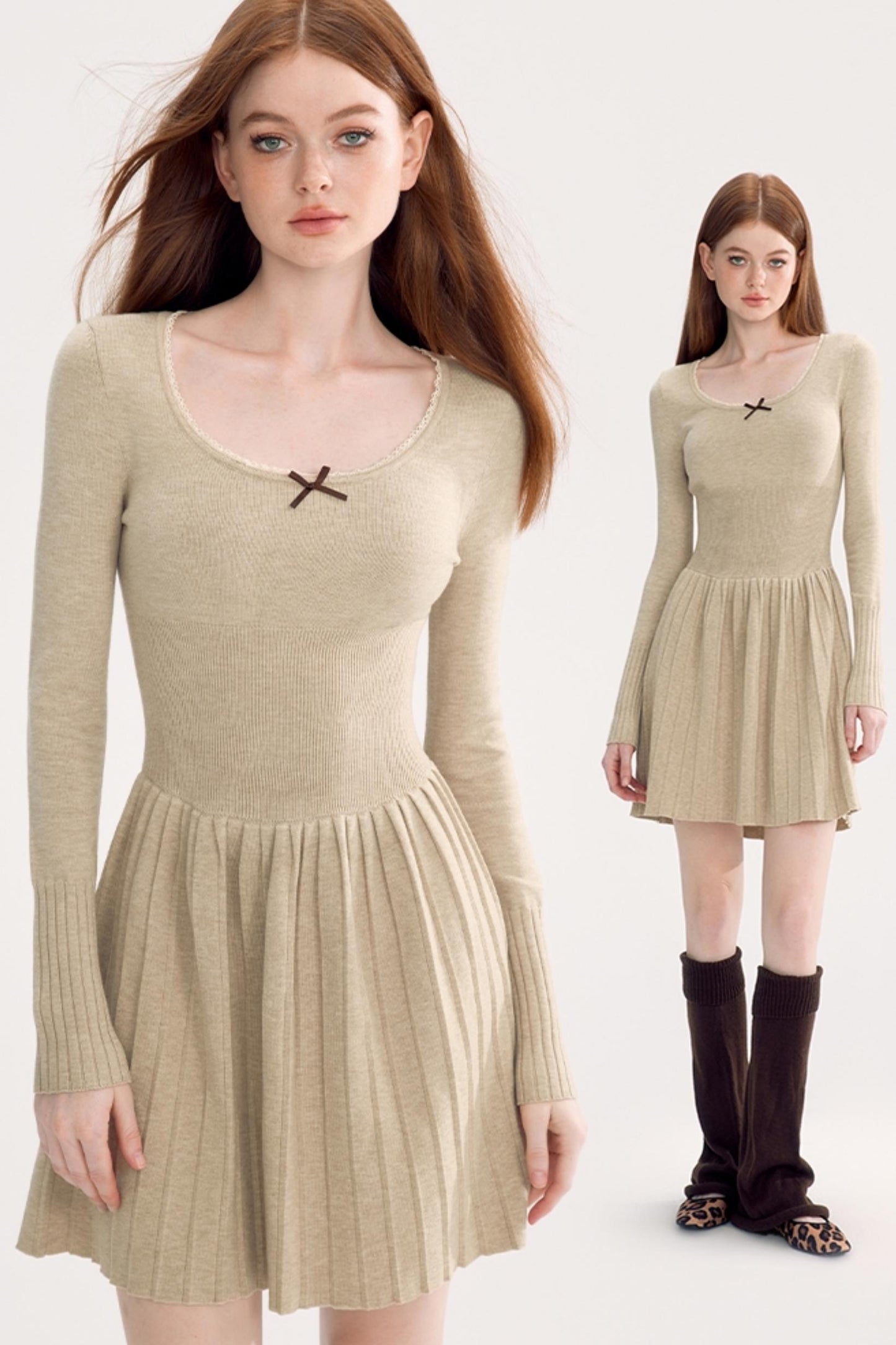 Square Neck Slim Knit Dress