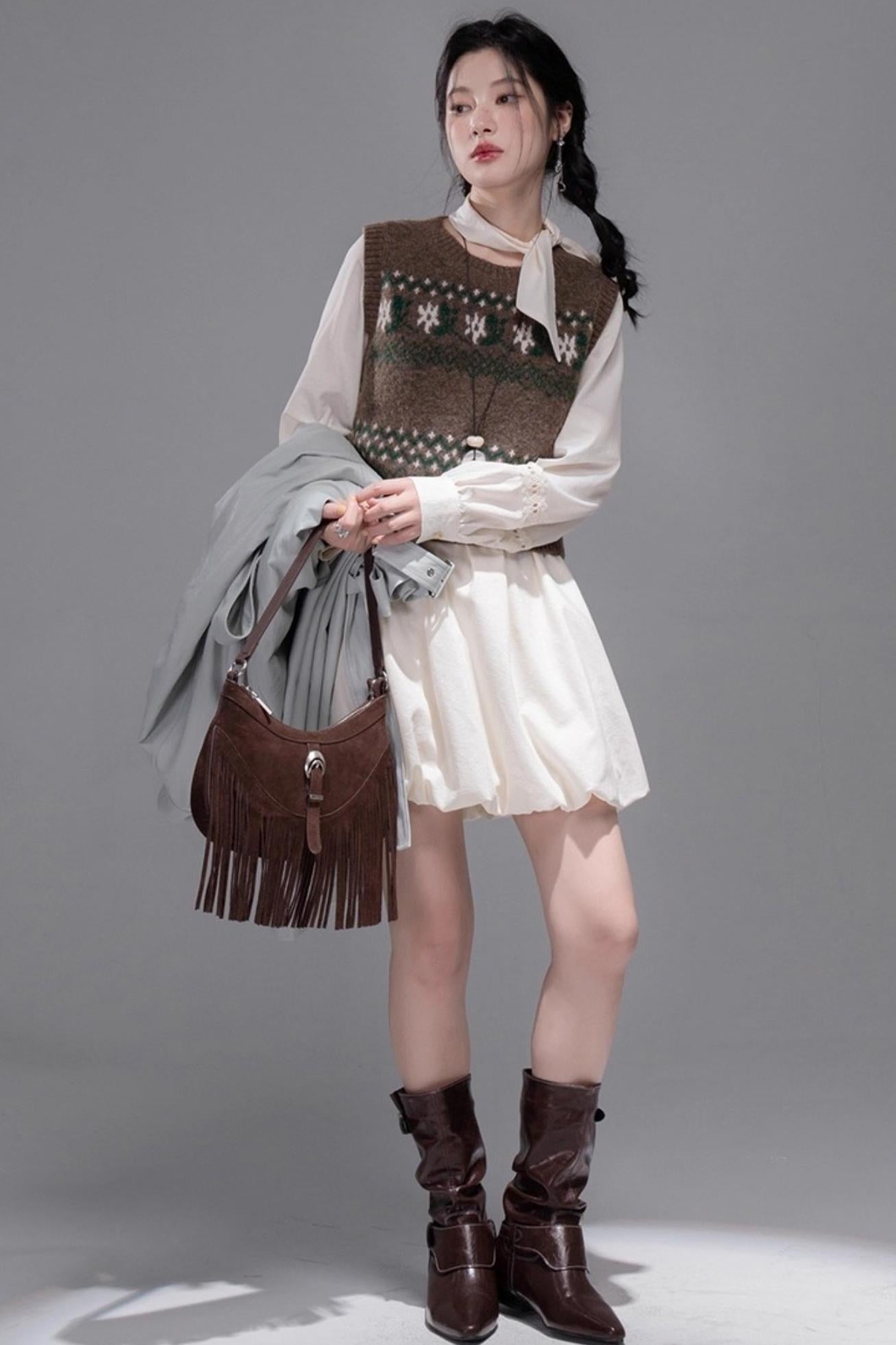 Contrasting Diamond Plaid Vest