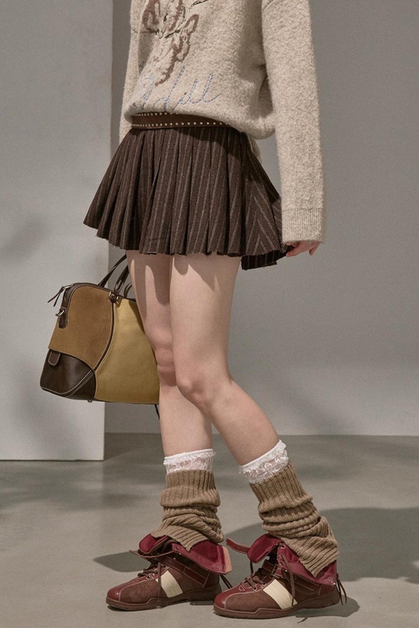 Winter Tweed Pleated Puffy Skirt