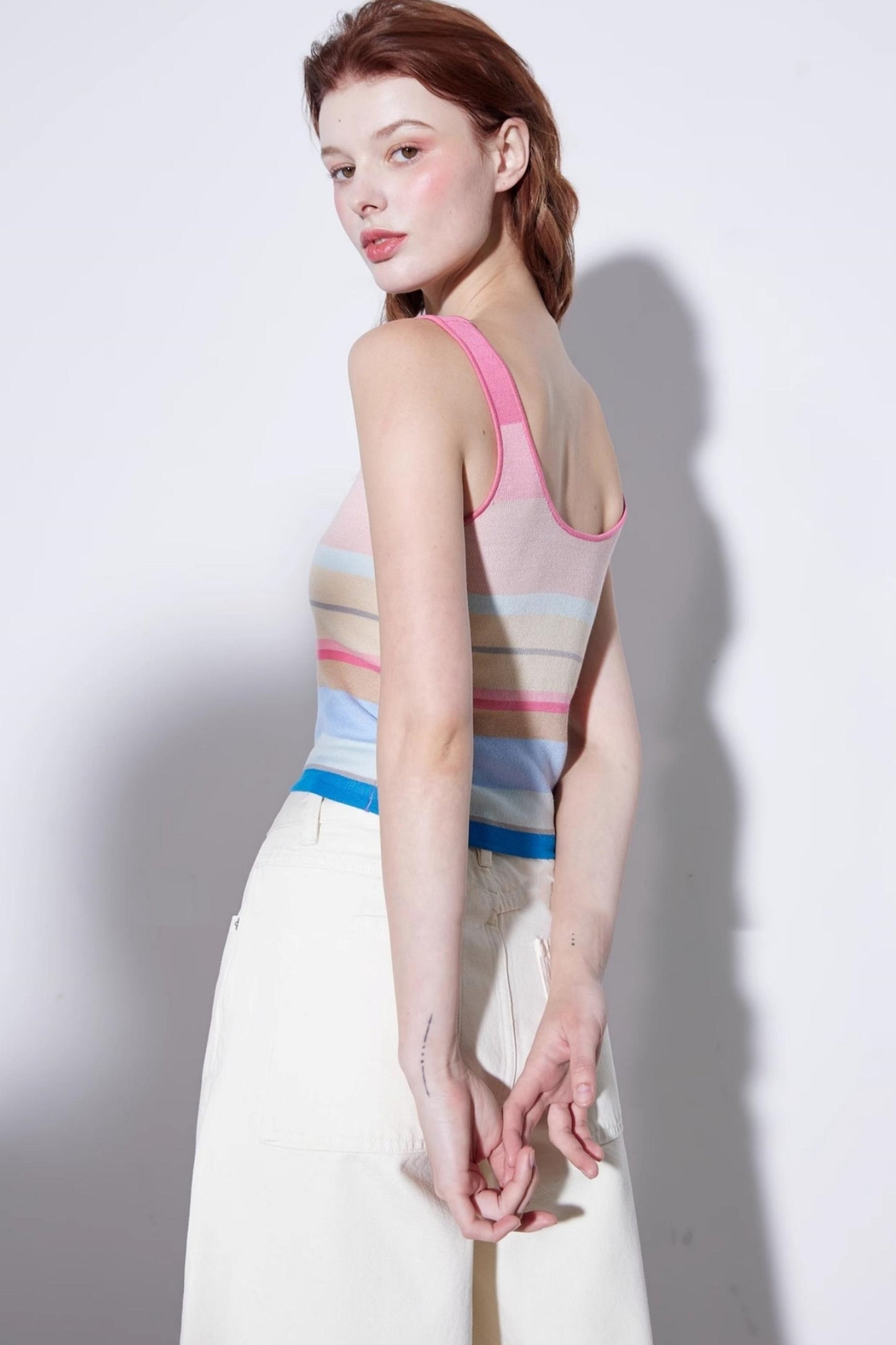 Summer Stripe Silk-Lycra Knit Vest