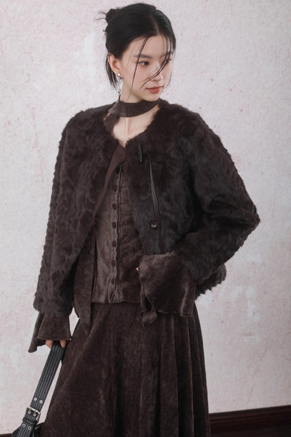 Winter Velvet Top Skirt Set-Up