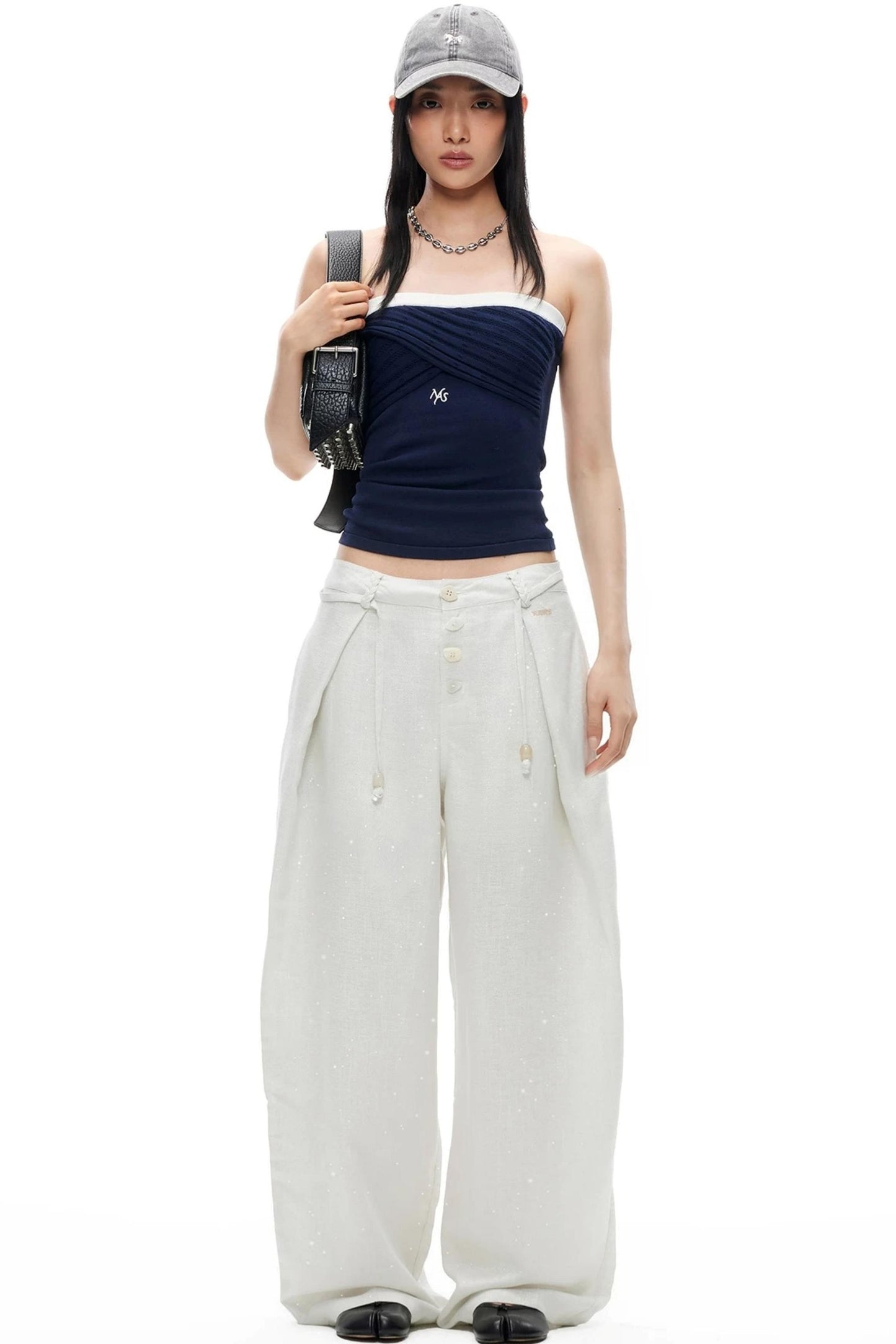 Lace Knit Ruched Vest