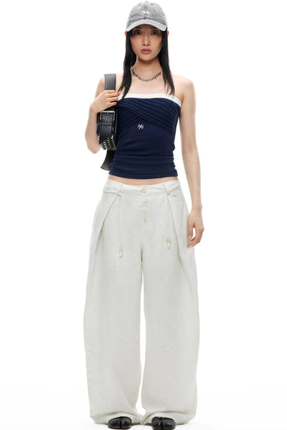 Lace Knit Ruched Vest