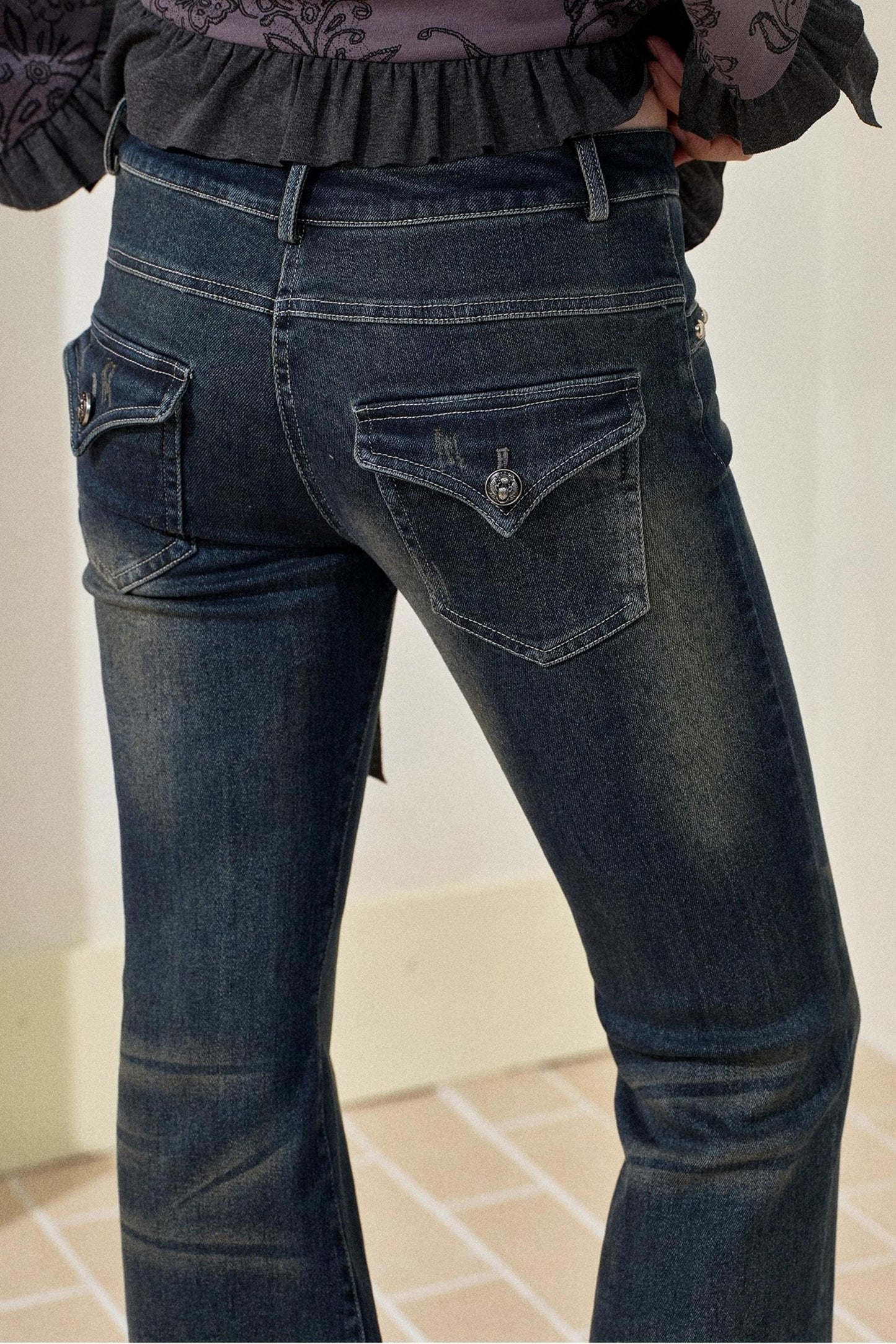 Blue Vintage Slim Denim Trousers