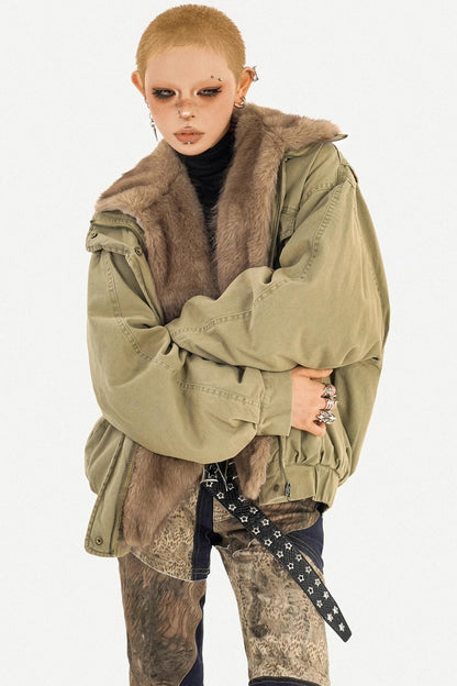 Punk Fur Collar Cotton Jacket
