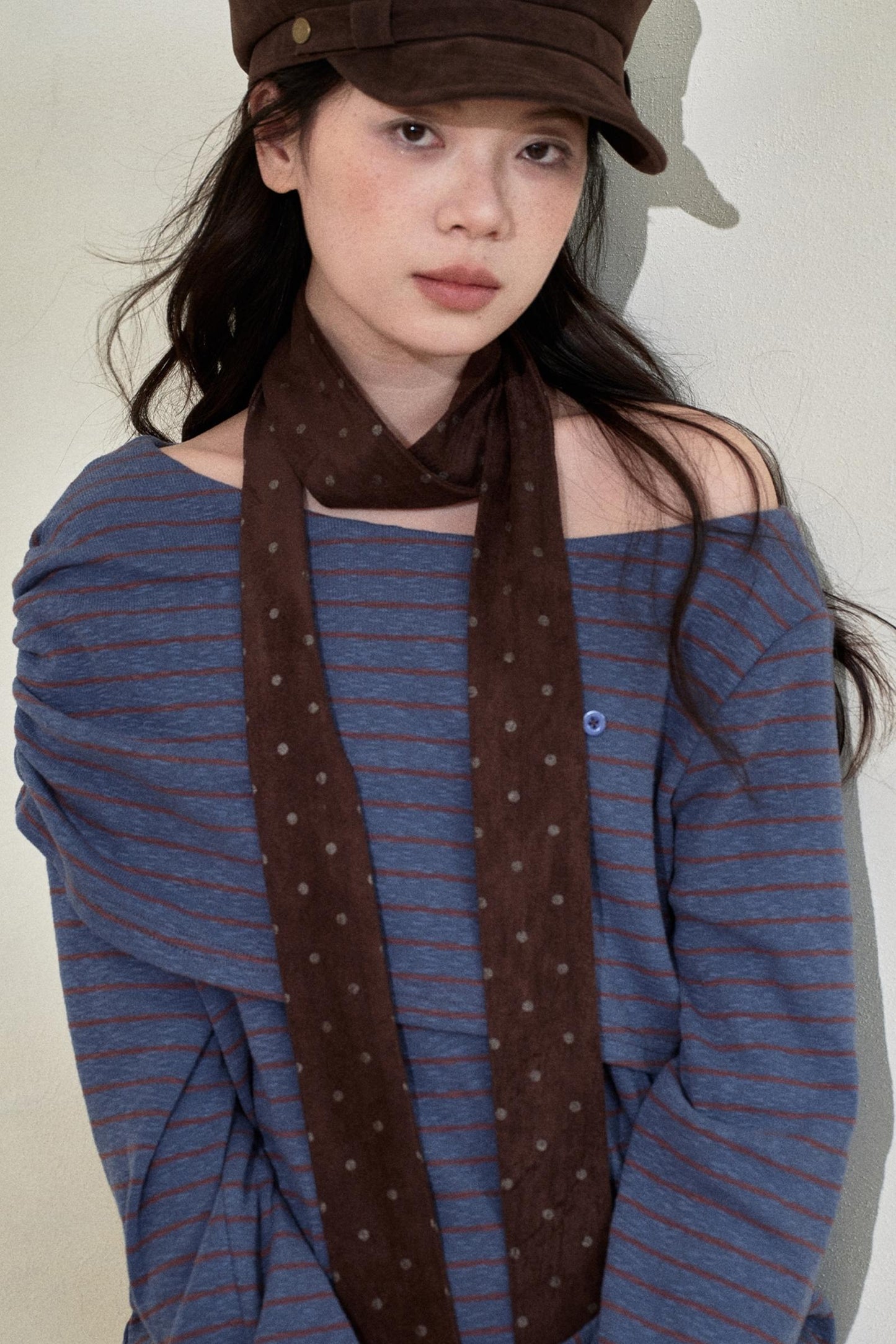 Retro Striped Off-Shoulder Top