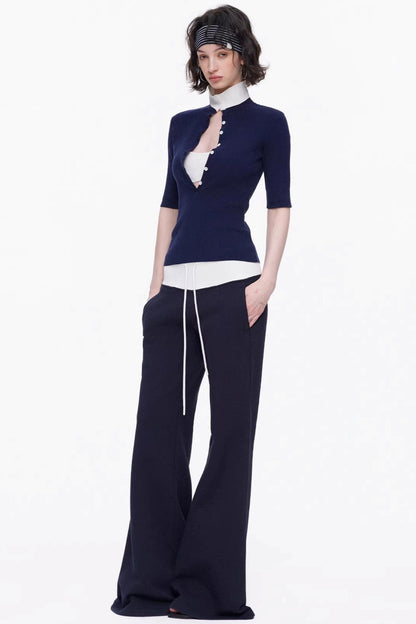 Lyocell Color-Blocked Knit Top