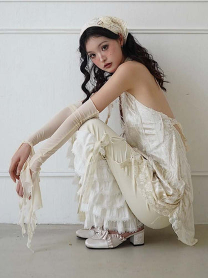 Fluttering Elastic Tulle Sleeves