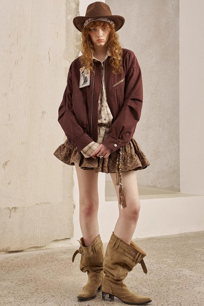 Kitten Badge Dropped Shoulder Jacket