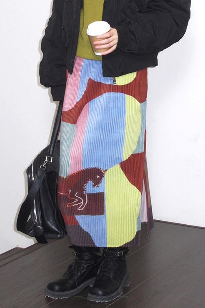 Retro Ivy League Print Skirt