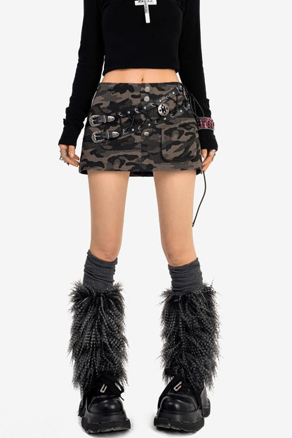 Camouflage Strap Bodycon Skirt