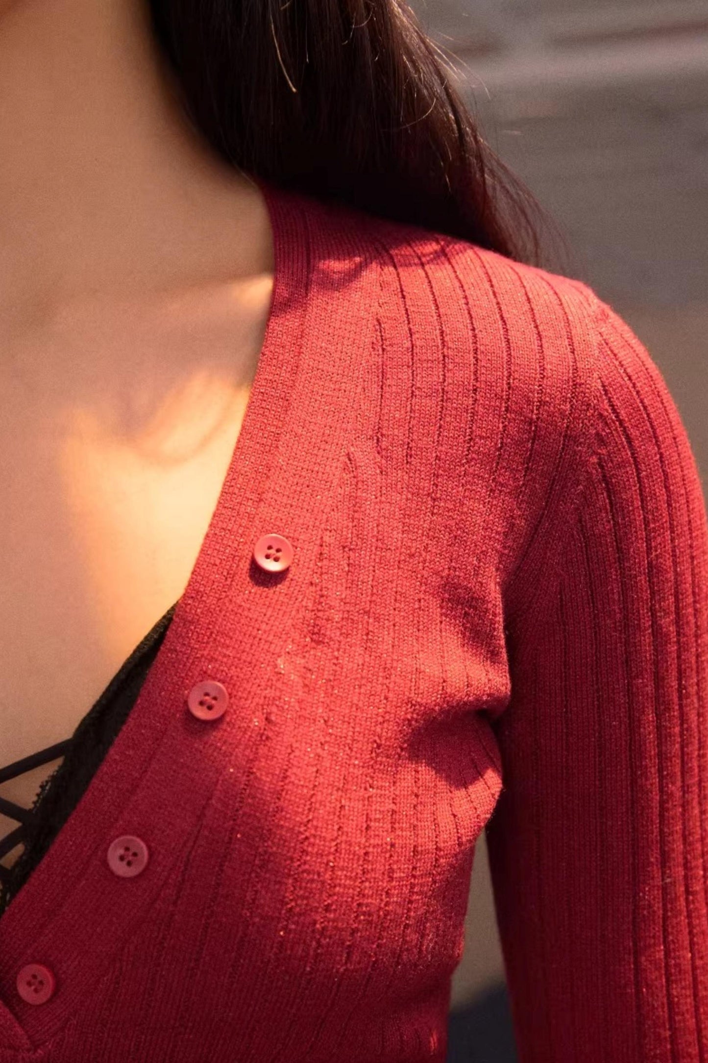 V-Ausschnitt Strickpullover