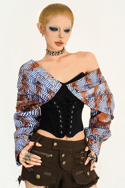 Retro Spice Girl Striped Long Sleeve Top