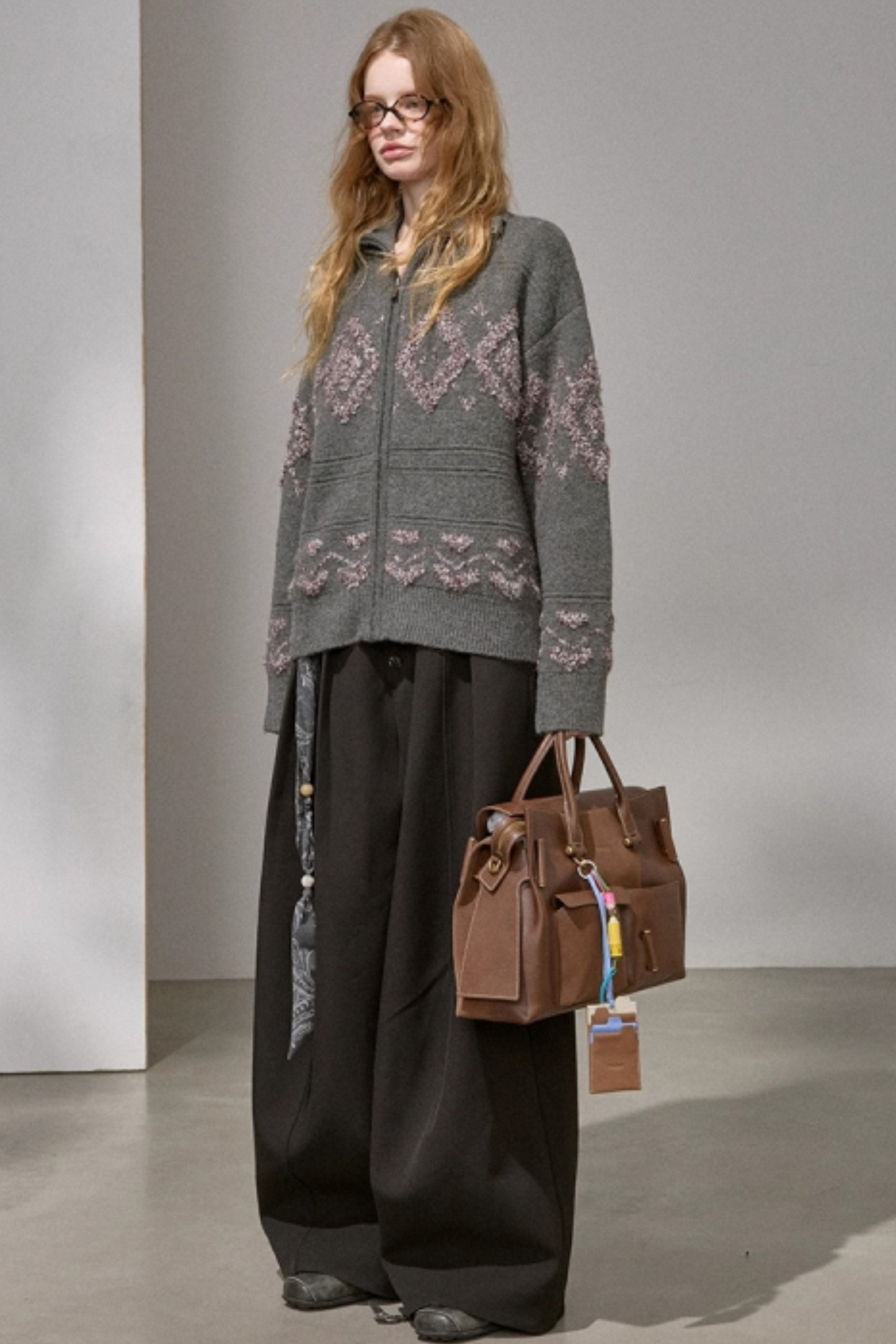 Diamond Pattern Knitted Cardigan Jacket