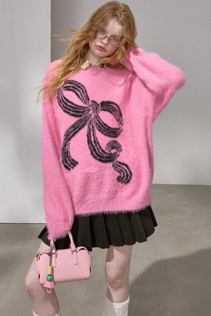 Striped Bow Knit Sweater