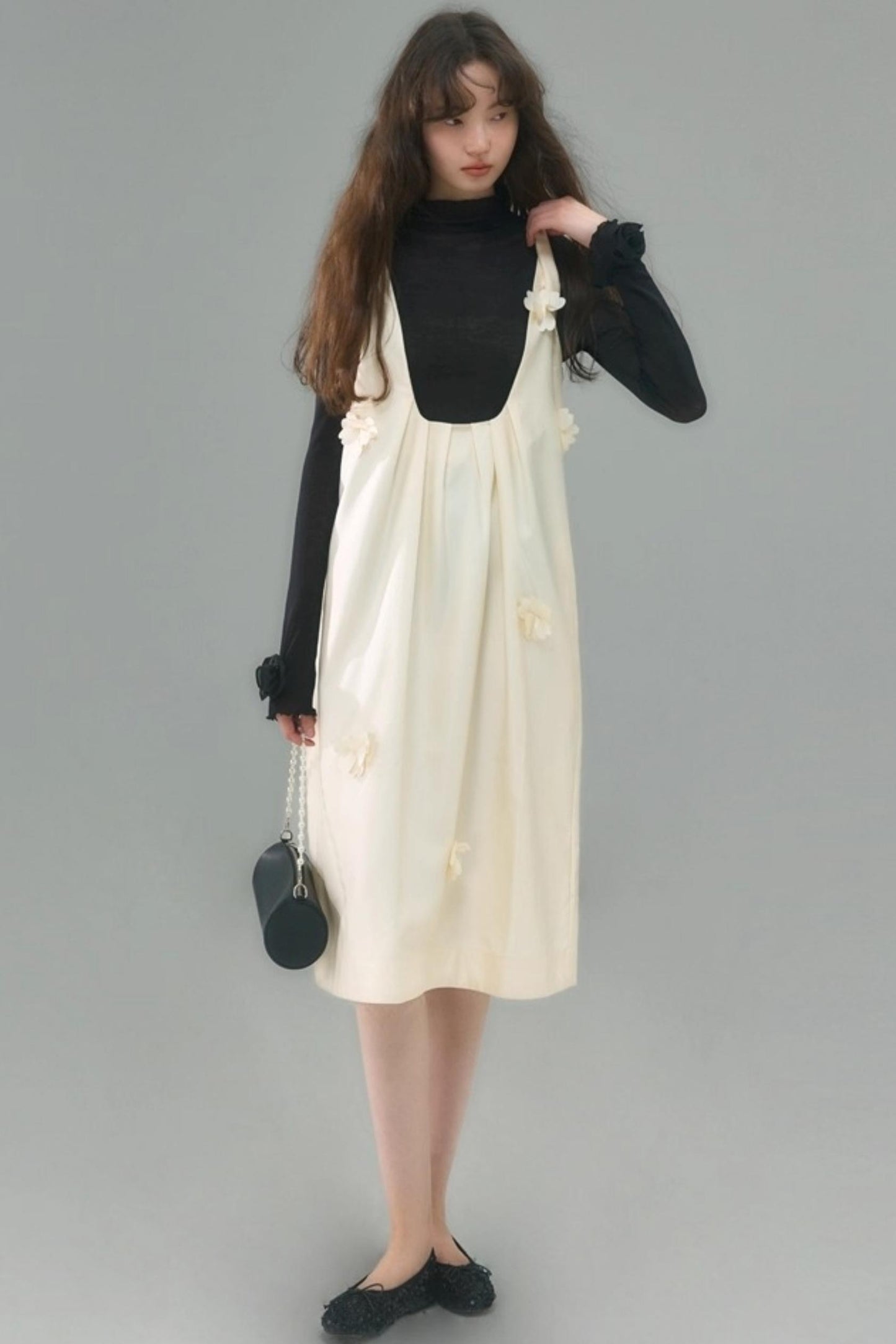 Flower Twisted Strap Suspender Dress