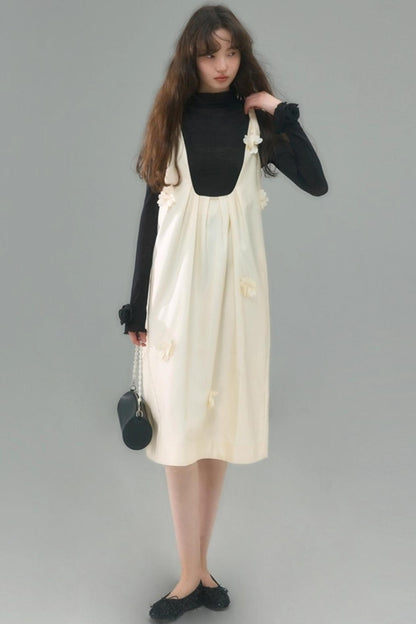 Flower Twisted Strap Suspender Dress