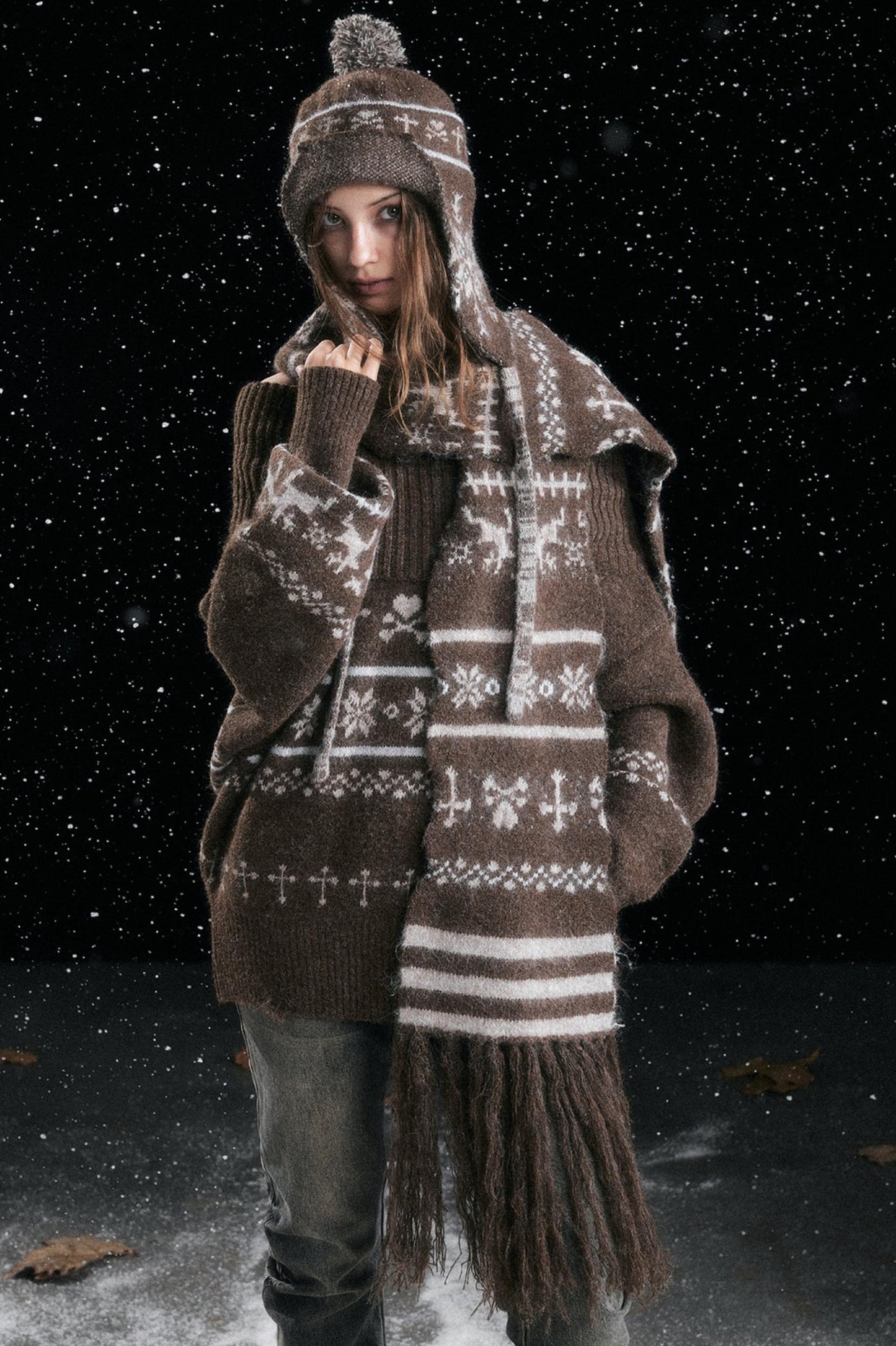 Fair Isle Wave Jacquard Scarf