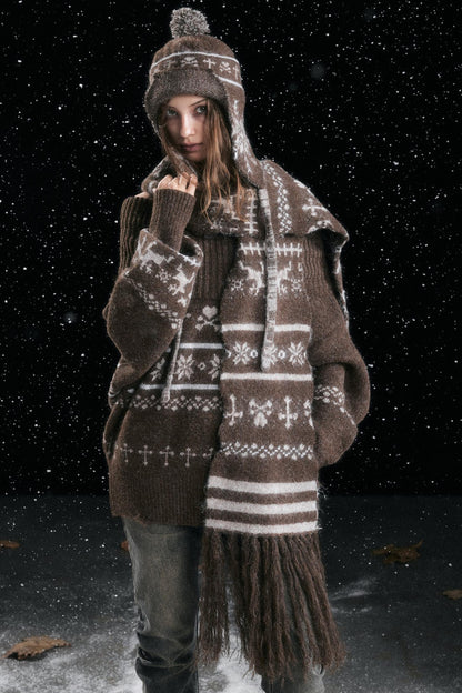 Fair Isle Wave Jacquard Scarf