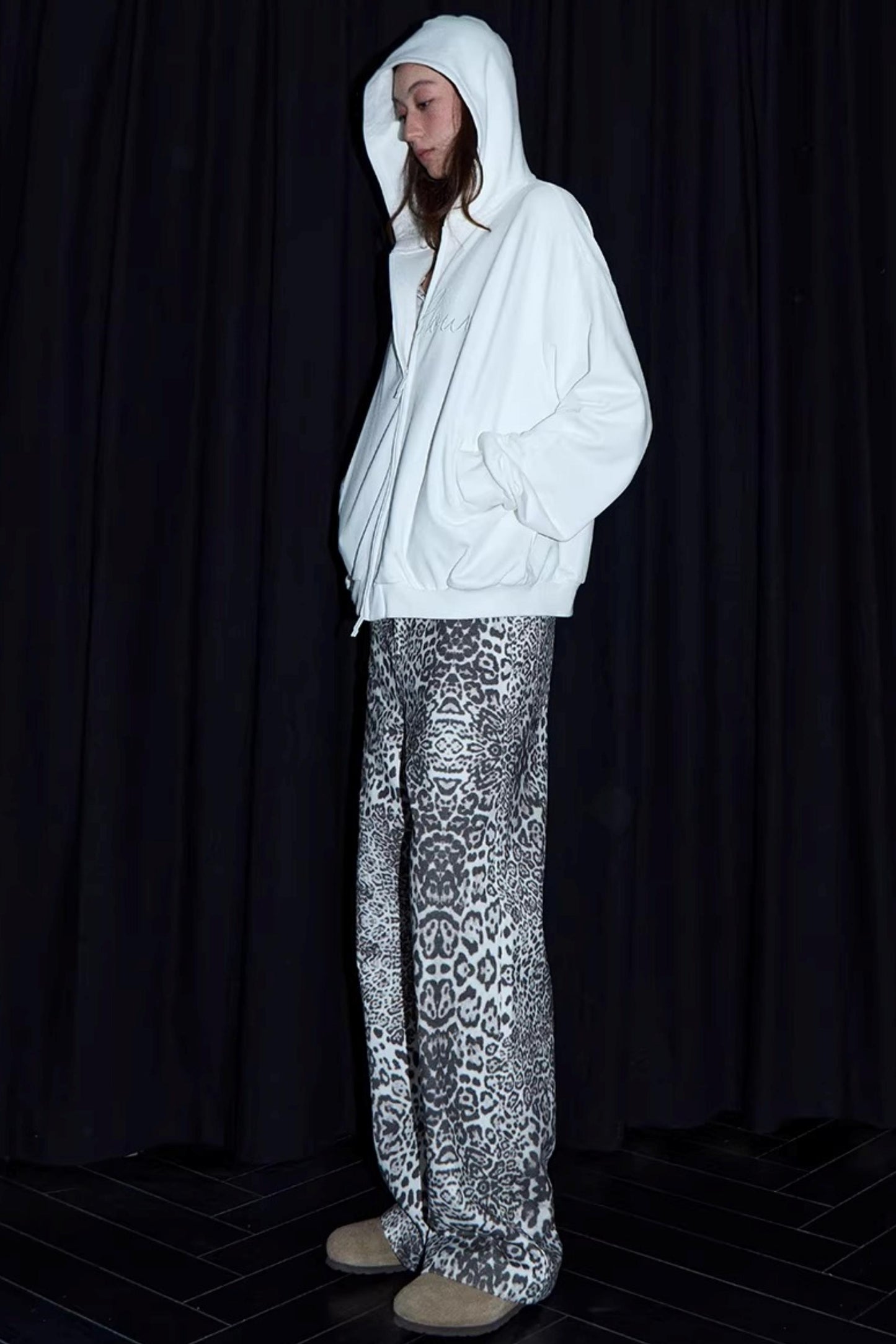 White Embroidered Hooded Jacket