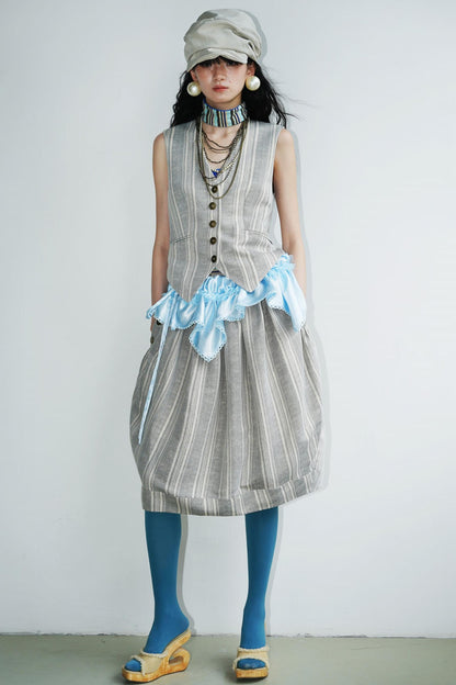 Shimmering Satin Short Skirt Curtain