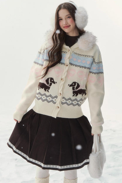 Retro Fair Isle Dachshund Sweater Jacket