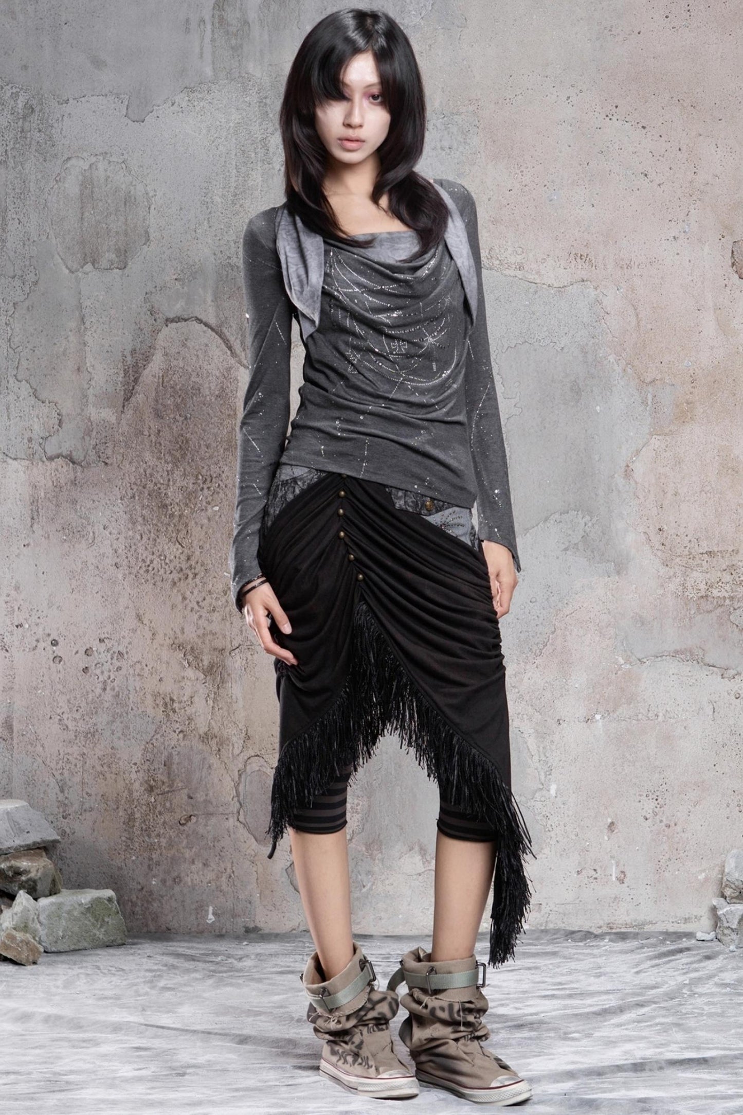 Patchwork Knit Skirt