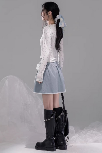 Floral Off-Shoulder Knitted Top