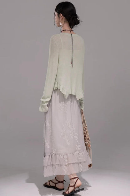 Cloud White Knit Cardigan Top