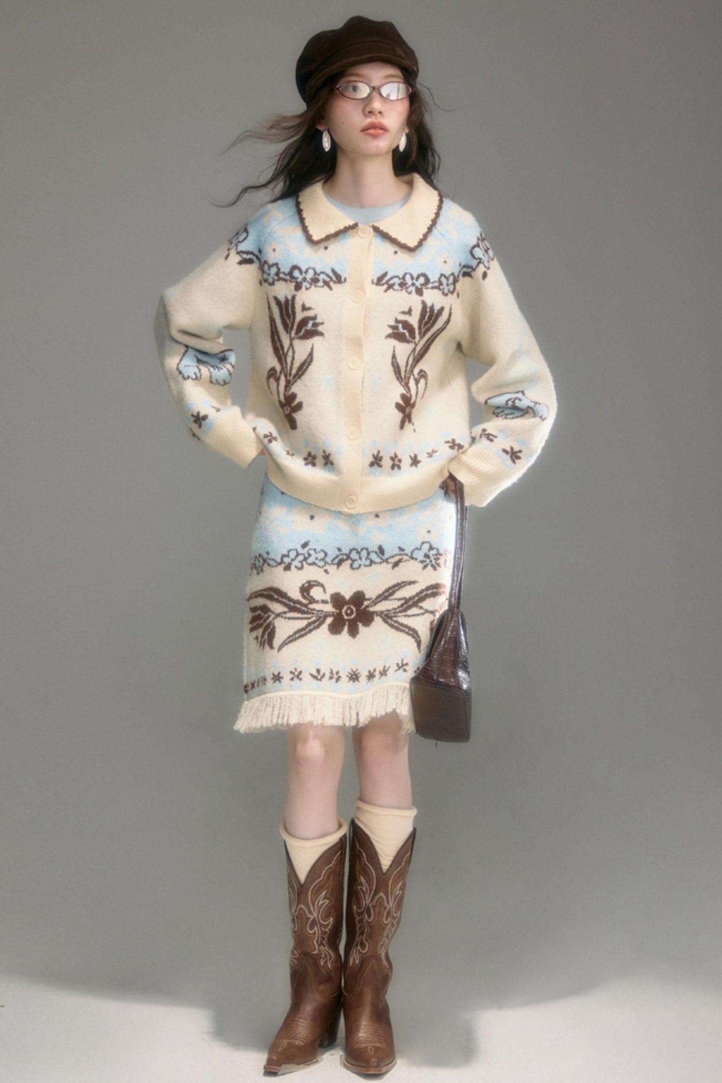 Paradise Jacquard Tulip Cardigan Set-Up